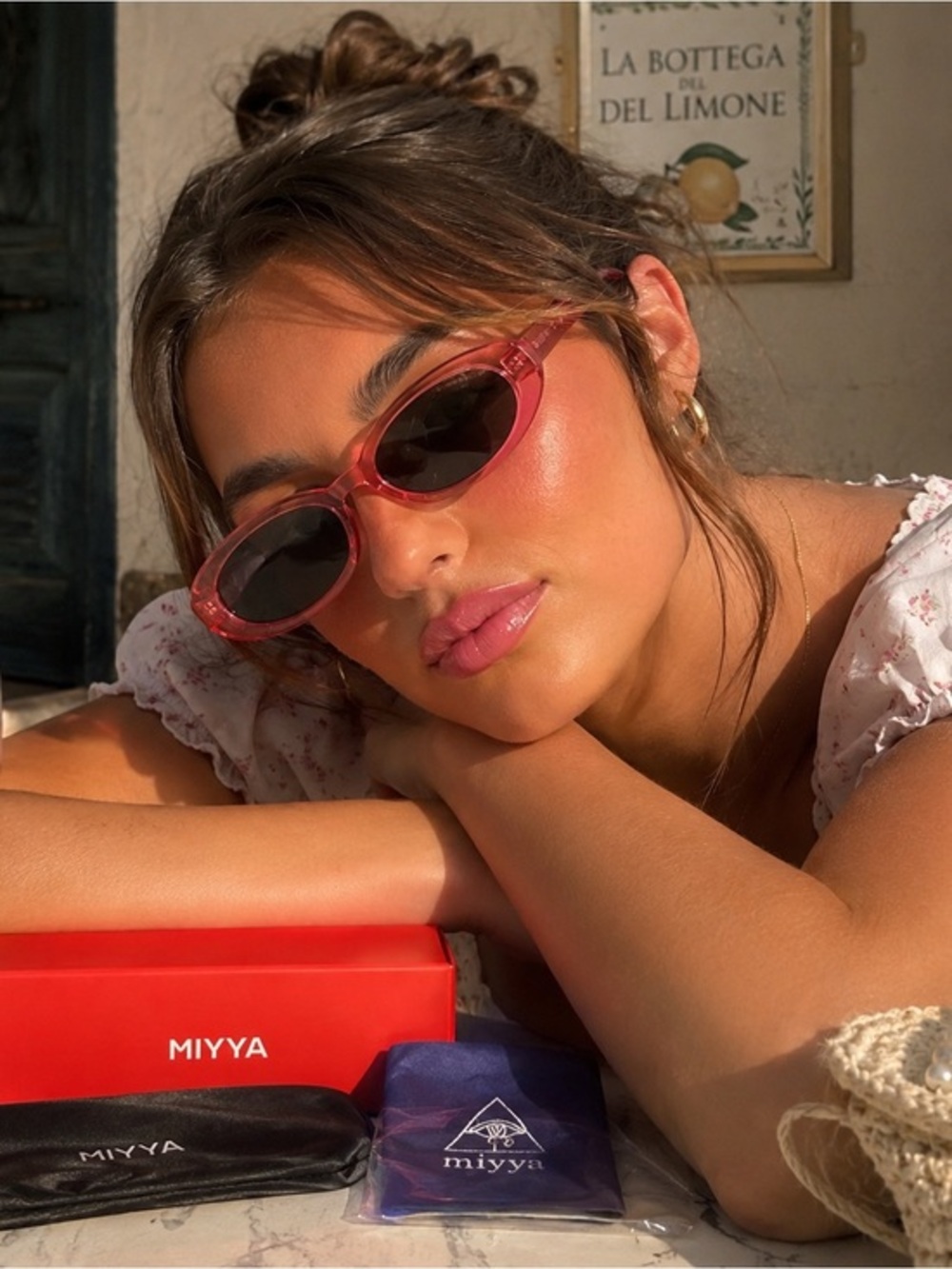 MIYYA Rose Pink Narrow Oval Sunglasses Y2K Coquette Euro Summer Indie Sleaze NIB